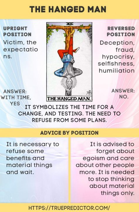 The Hanged Man tarot card meaning in upright and reversed posistion Hang Man Tarot Meaning, Hanged Man Reverse Meaning, The Hanged One Tarot Meaning, The Hanged Man Tarot Meaning Reversed, Hangman Tarot Meaning, The Hanged Man Tarot Meaning, Tarot Hanged Man, Hanged Man Tarot, Tarot Reading Spreads