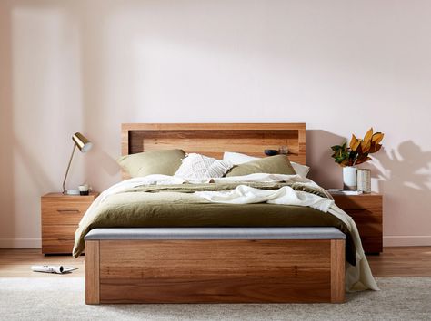 My Design Bed Frame (Feature Headboard & Blanket Box Base) – Snooze Feature Headboard, Down Comforter Bedding, Frame Styling, Timber Bed Frame, Hutch Styling, Timber Bed, Timber Beds, Design Bed, Bed Frame Design