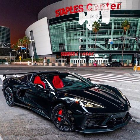 Black Corvette Red Interior, Black And Red Sports Car, All Black Corvette, Black Corvette C8, C8 Corvette 2020, Corvette C8 Z06, Chevy Corvette C8, C8 Z06, New Corvette