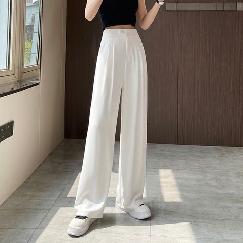 Full White Outfits For Women, Full White Outfit, Cloud Forest Singapore, White Loose Pants, Women White Pants, Miraculous Outfits, Rich Outfits, Outfit Mood Board, Elegant Pants