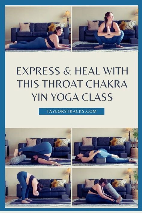 Tap into the energy of your fifth chakra in this throat chakra yin yoga sequence. Be guided through throat chakra yin yoga poses that create freedom and truth for throat chakra healing. Pay attention to how your Vishuddha chakra feels, and what emotions come up in this yin yoga class. Find more chakra yoga on taylorstracks.com Chakra Yin Yoga Sequence, Sacral Chakra Yoga Poses, Sacral Chakra Yoga, Root Chakra Yoga, Yin Poses, Vishuddha Chakra, Yoga Teacher Resources, Yin Yoga Class, Sacral Chakra Healing