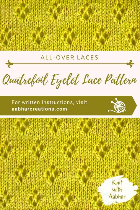 Eyelet Lace Pattern, Eyelet Stitch, Types Of Knitting Stitches, Knitted Dishcloth Patterns Free, Free Knitting Patterns For Women, Dishcloth Patterns Free, Lace Knitting Stitches, Baby Cardigan Knitting Pattern Free, Quatrefoil Pattern