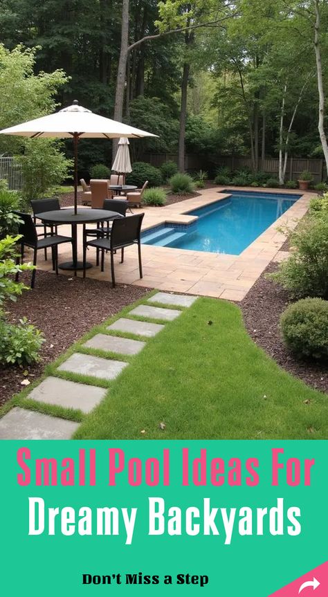 Imagine unwinding in your own backyard oasis. With these 23 small pool ideas, you can transform your space into a luxury retreat! Backyard Oasis On A Budget Pools, Small Backyard Pool Landscaping, Backyard Landscaping Ideas With Pool, Small Pool Ideas, Fire Pit Decor, Lagoon Pool, Pergola Swing, Small Pool Design, Infinity Edge Pool