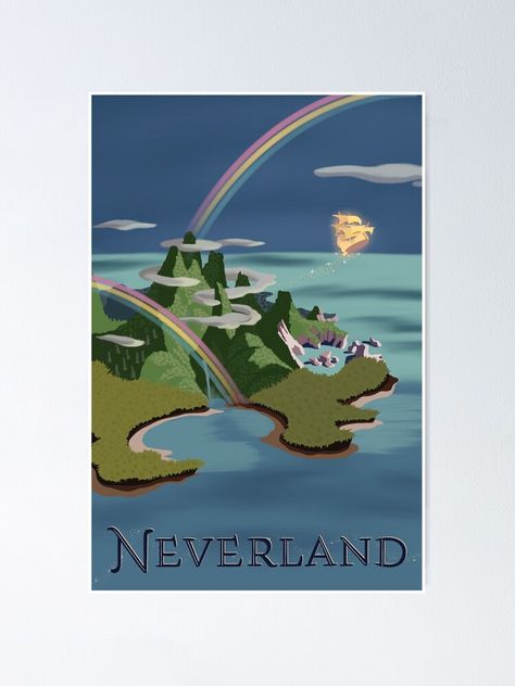 "Neverland" Poster by Nurhanmarie | Redbubble Neverland Aesthetic, Vintage Peter Pan, Baby Deco, Theatre Gifts, Wreck This Journal, Vintage Disneyland, Digital Gift Card, Professional Photo, Retro Poster