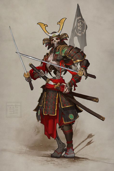 Samurai Armor Design, Undead Samurai, Monsters Rpg, Dragon Samurai, Samurai Concept, Guerriero Samurai, Oni Samurai, Fantasy Elements, Samurai Artwork