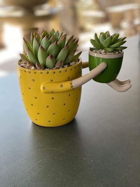 Pottery Planter Ideas, Cactus Pots Ideas, Plant Pot Decor, Pottery Plant Pots, Clay Diy Projects, Garden Crafts Diy, Ceramic Plant Pots, Pottery Crafts, Diy Pottery