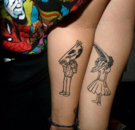 Adam And Barbra Inspired Tattoo From Beetlejuice 💚⚫⚪ Matching Goth Tattoos Couples, Pop Culture Matching Tattoos, Adam And Barbara Beetlejuice Tattoo, Beetlejuice Matching Tattoo, Barbra And Adam Beetlejuice, Spooky Couple Tattoos, Beetlejuice Couple Tattoo, Beetlejuice Inspired Tattoos, Beetlejuice Polaroid Tattoo