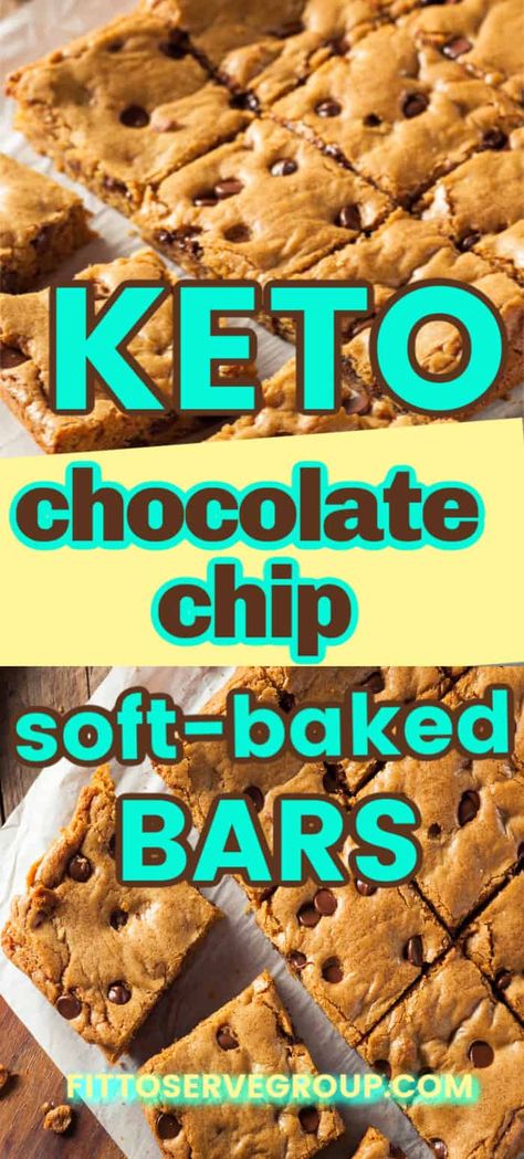 Craving Chocolate, Soft Baked Cookies, Keto Bars, Keto Cookie Recipes, Ketogenic Diet Food List, Postre Keto, Chocolate Chip Bars, Keto Chocolate Chip Cookies, Keto Chocolate Chips