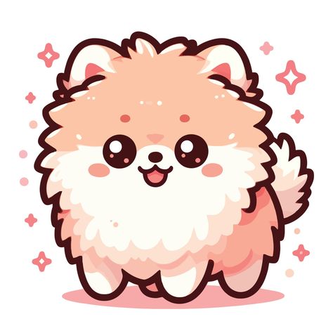 Cute Pomeranian, Pomeranian Dog, Whatsapp Web, Drawing Lessons, Cartoon Dog, Backgrounds Free, Food Illustrations, Painted Rocks, White Background