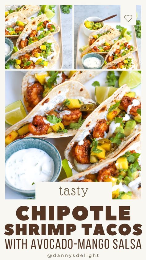 Dive into a plateful of deliciousness with these Chipotle Shrimp Tacos! 🍤🥑 Quick, easy, and guaranteed to satisfy your taco cravings! #QuickRecipes #ShrimpLovers #TastyTacos Chipotle Shrimp Tacos, Prawn Tacos, Shrimp Tortilla, Chipotle Shrimp, Cheesy Enchiladas, Shrimp Taco, Taco Taco, Chipotle Chili Powder, Juicy Shrimp