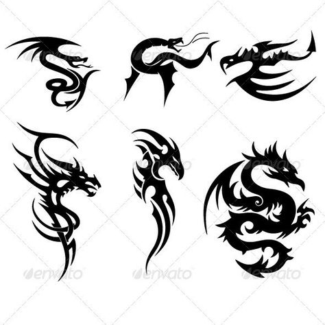 Reptile Silhouette, Monster Mythology, Dragon Vector Art, Dragon Tattoo With Skull, Silhouette Skull, Snake Symbol, Dragon Symbol, Dragon Vector, Small Dragon Tattoos