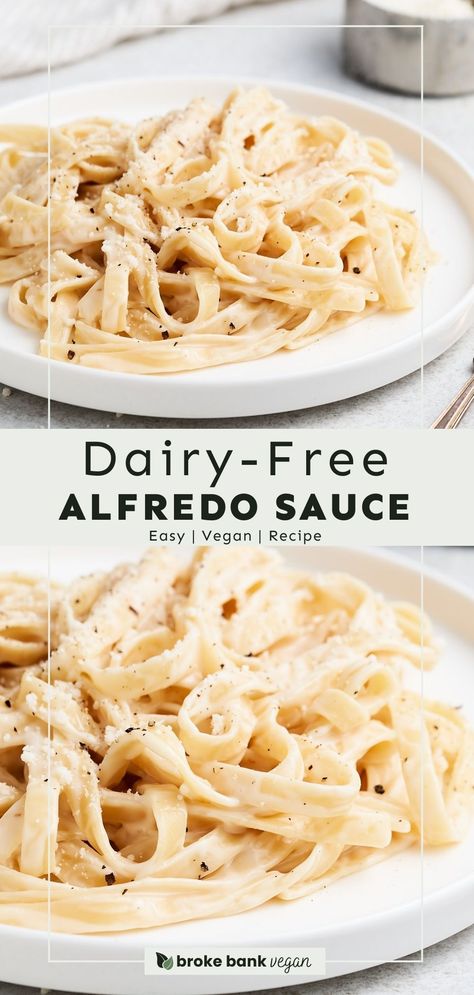 Try this vegan Alfredo sauce for a simple, dairy-free spin on a classic Italian favorite. With only 4 ingredients and extremely easy prep work, this recipe turns out ultra-creamy, decadent, and indulgent. It’s the perfect sauce for your favorite pasta! #veganalfredosauce #alfredosauce #italianfood Non Dairy Alfredo Sauce, Vegan Chicken Alfredo, Dairy Free Alfredo, Alfredo Sauce Easy, Vegan Fish And Chips, Dairy Free Alfredo Sauce, Alfredo Sauce Recipe Easy, Vegan Alfredo Sauce, Vegan Alfredo