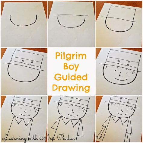 Guided Drawings of Pilgrims and Native Americans Pilgrim Art Projects For Kids, Directive Drawing, Thanksgiving Art Projects, Thanksgiving Drawings, Teaching Thanksgiving, November Classroom, Thanksgiving Kindergarten, Thanksgiving School, Art Thanksgiving