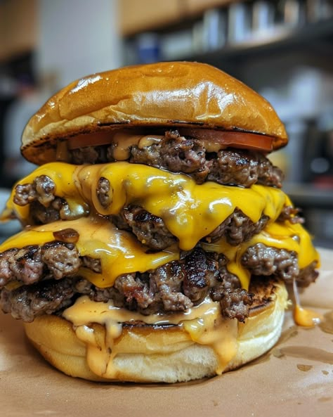 CRACK BURGERS 🍔🔥 Ingredients: For the Burgers: 1.5 lbs ground beef (80/20) 1 teaspoon salt 1/2 teaspoon black pepper 1/2 teaspoon garlic powder 1/2 teaspoon onion powder 4 slices cheddar cheese 4 hamburger buns Lettuce, tomato, and pickles (optional, for serving) For the Crack Sauce: 1/2 cup mayonnaise 1/4 cup sour cream 1/4 cup ranch dressing 1 tablespoon dried dill 1 teaspoon garlic powder 1 teaspoon onion powder 1 teaspoon smoked paprika 1 tablespoon chopped fresh chives (optional) Di... Meat Burger, Burger Cheese, Big Burger, Dried Dill, Burger Patty, Studying Food, Tastemade Recipes, Homemade Burgers, Cheese Burger