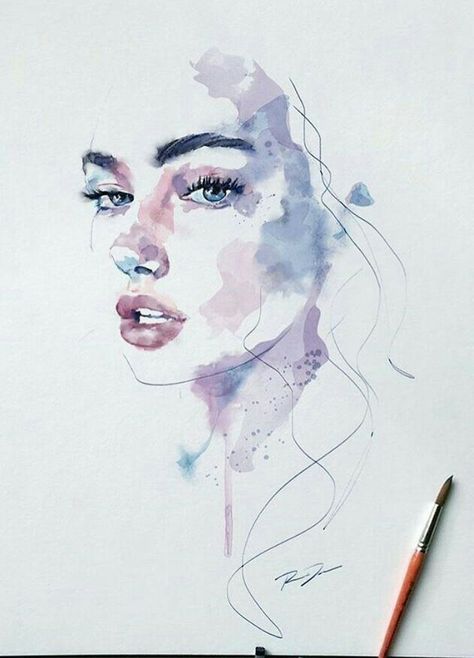 Akvarel Illustration, Agnes Cecile, Watercolor Art Face, Watercolor Face, 수채화 그림, Watercolor Inspiration, Watercolor Portraits, Still Life Painting, Art Watercolor