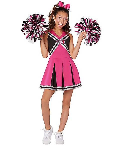 Kids Pink Cheerleader Costume - Spirithalloween.com Cheerleader Costume Kids, Cheerleader Halloween, Black Cheerleaders, Halloween Spirit Store, Home Halloween Costumes, Cheerleader Outfit, Cheer Megaphone, Cheerleader Costume, Cheerleader Girl