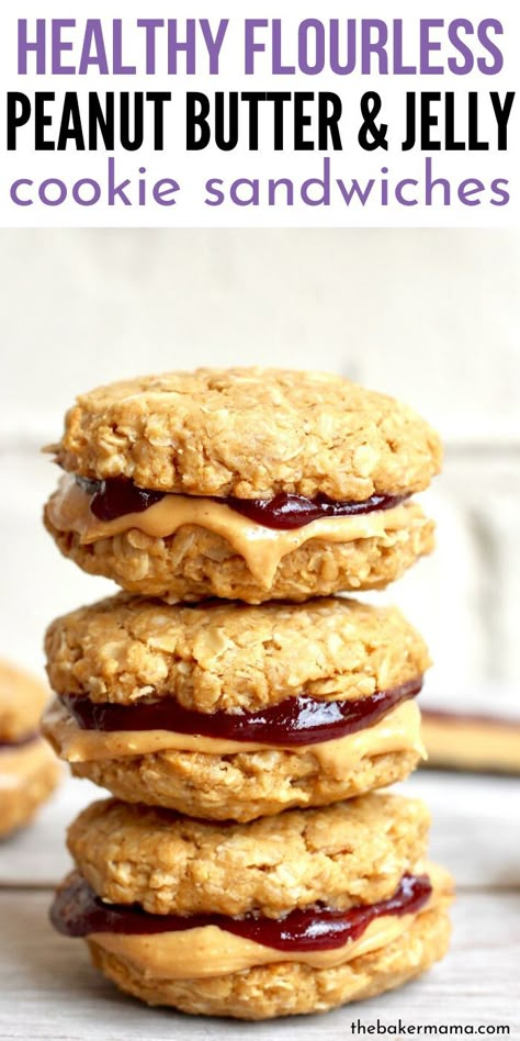 Peanut Butter Jelly Cookies, Flourless Cookies, Jelly Cookies, Cookie Sandwiches, Gluten Free Peanut Butter, Jam Cookies, Lost 100 Pounds, Healthy Peanut Butter, Peanut Butter And Jelly