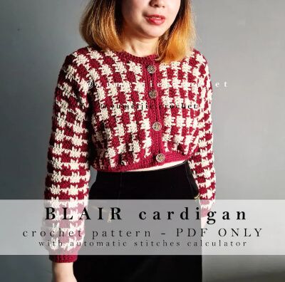 How To Crochet Houndstooth Pattern with 20 Patterns To Try Pattern Crochet Sweater, Sweater Pattern Crochet, Boho Crochet Patterns, Crochet Jacket Pattern, Round Neck Cardigan, Houndstooth Sweater, High Fashion Branding, Modern Crochet Patterns, Tweed Pattern