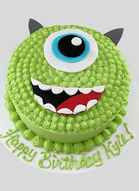 Mike Wazowski Birthday Cake Ideas Images (Pictures) Monsters University Cake, Monster Inc Cake Ideas, Monsters Inc Cake Smash, Mike Wazowski Cake, Monsters Inc Birthday Cake, Monsters Inc Birthday Party Ideas, Monster Inc Cake, Teletubbies Birthday, Sully Cake