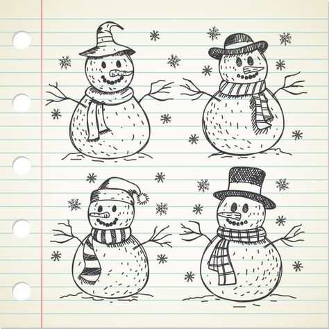 Hand drawn snowmans doodle set Premium Vector Hand Drawn Snowman, Snowman Doodles, Doodle Snowman, Marshmellow Snowman, Snowman Doodle, Snowman Tattoo, Snowman Crafts Preschool, Winter Doodles, Window Tattoo