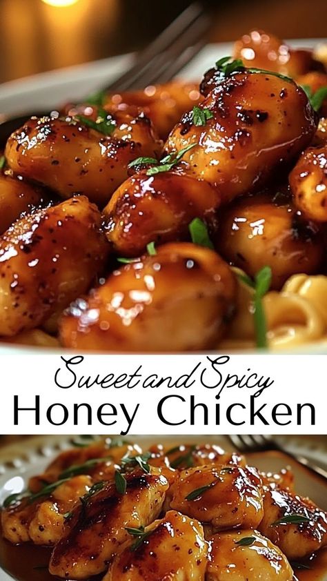 Sweet and Spicy Honey Chicken is a family favorite, combining rich honey glaze with just enough spice. A perfect fall dinner idea, this dish is both delicious and easy to make, providing a delightful flavor in every bite. Spicy Chicken Bites, Honey Pepper Chicken, Spicy Honey Chicken, Honey Chicken Recipe, Honey Lemon Chicken, Honey Glazed Chicken, Recipes With Chicken And Peppers, Sweet And Spicy Chicken, Honey And Soy Sauce