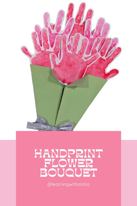 Handprint Bouquet Of Flowers Valentines, Handprint Bouquet Of Flowers, Handprint Flower Bouquet, Handprint Bouquet, Paper Hydrangea, Handprint Flower, Receiving Flowers, Mobile Diy, Poppy Bouquet