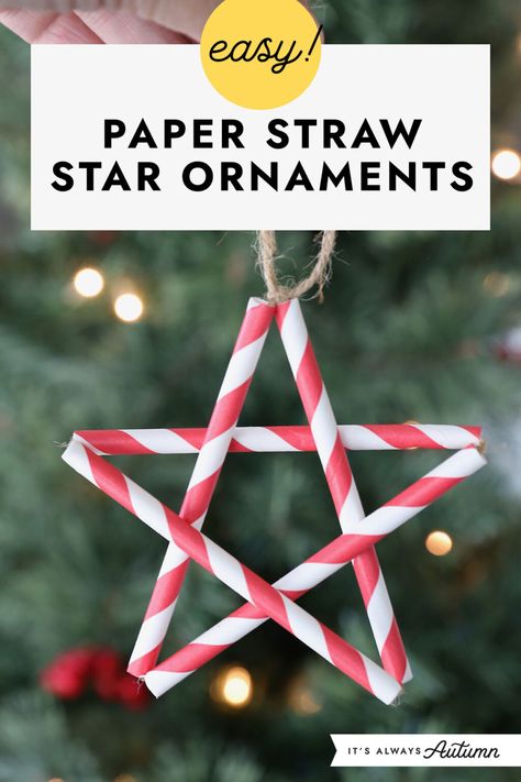 Christmas Sunday School Crafts, Christmas School Ideas, Paper Straws Crafts, Straw Star, Drinking Straw Crafts, Christmas Craft Party, Ornaments Diy Kids, Christmas Sunday School, Christmas Sunday