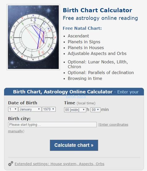 Free Birth Chart Calculator, Online Natal Chart Astrology Reading | Astro-Seek.com Astrological Birth Chart, Natal Birth Chart, Natal Birth Chart Reading, Reading Birth Chart, Birth Chart Calculator, Birthchart Reading, Free Birth Chart Reading, Astrology Natal Chart, Numerology Chart Calculator