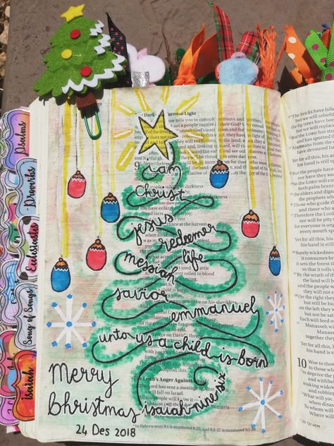 Bible Journaling - Isaiah 9:6 Merry CHRISTmas! 🎄 Christmas Bible Journaling Ideas, Christmas Bible Journaling, Bible Journaling Christmas, Isaiah Journaling Bible, Nativity Bible Journaling, Isaiah 53 Bible Journaling, Christmas Bible Study, Isaiah 9:6 Bible Journaling, Isaiah Bible