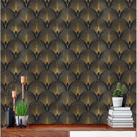 Art Deco Peel And Stick Wallpaper, Paper Mural, Bourbon Room, Circles Wallpaper, Wall Painting Living Room, Whiskey Room, Wallpaper Geometric, Accent Wall Paint, Abstract Black And White