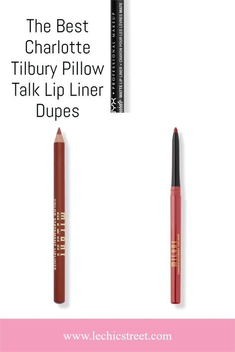 Charlotte Tilbury Pillow Talk Lip Liner Dupes That Are So Good. A good lip liner is an important part of a makeup routine. Lip liner is a makeup trends that is not going away and part of makeup style. Find Charlotte Tilbury lip liner dupes that give you the same makeup aesthetic as the original with a fraction of the price. Lots of beauty products aesthetic that give you the same look as the original Tilbury Pillow Talk liners. #makeup #makeupaesthetic #makeupaestheticideas #makeuptrends Pillow Talk Medium Lip Liner, Pillow Talk Lip Liner, Liners Makeup, Charlotte Tilbury Lip Liner, Lip Liner Drugstore, Beauty Products Aesthetic, Pillow Talk Medium, Nyx Slim Lip Pencil, Best Lip Liners