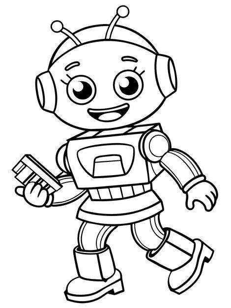 Vector cute kawaii robot coloring page f... | Premium Vector #Freepik #vector Robot Coloring Pages, Dog Robot, Robot Clipart, Robot Picture, Robot Coloring, Robot Cartoon, Outline Images, Rainbow Canvas, Coloring Pages For Boys