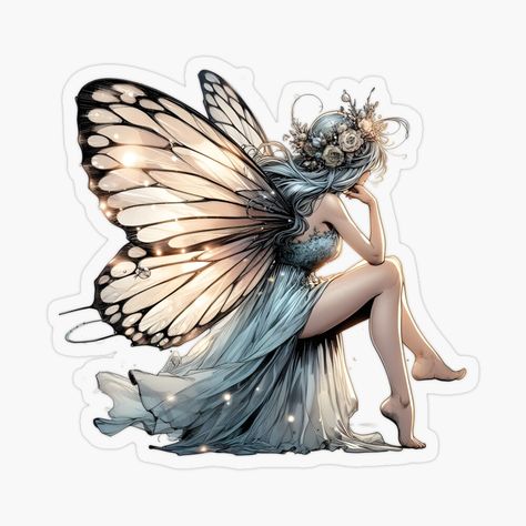 Get my art printed on awesome products. Support me at Redbubble #RBandME: https://www.redbubble.com/i/sticker/I-do-believe-in-fairies-by-InaraAvenue/162908416.O9UDB?asc=u Fairies Stickers, I Do Believe In Fairies, Resin Stickers, Mystical Beings, Believe In Fairies, Magical Abilities, Fairy Stickers, Humanoid Creatures, Collage Ideas