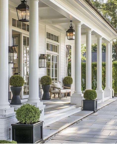 French Cottage Front Porch, House Front Porch, Southern House, The Enchanted Home, Front Porch Design, Dog Days Of Summer, Enchanted Home, Residential House, Porch Design