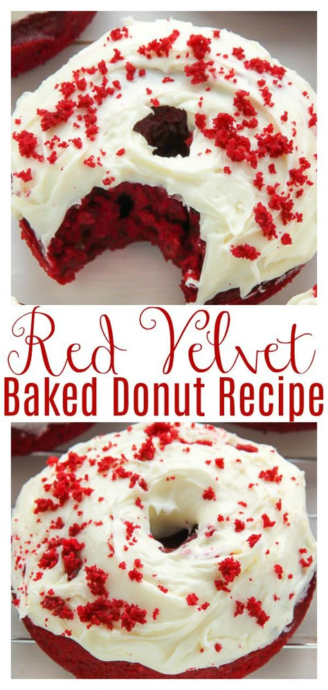 Cake Donuts Baked, Baked Donut Recipe, Red Velvet Donuts, Doughnut Recipe Easy, Donuts Gourmet, Cake Donuts Recipe, Baked Donut, Donut Pan, Easy Donut Recipe