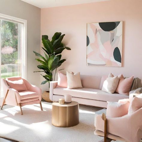 25+ Pink Living Room Ideas You'll Love Pink Accent Wall Living Room, Decorating With Pink, Pink Living Room Ideas, Cream Sofa Living Room, Pink Accent Walls, Cute Living Room, Living Room Decor Neutral, Pink Furniture, Painting Walls