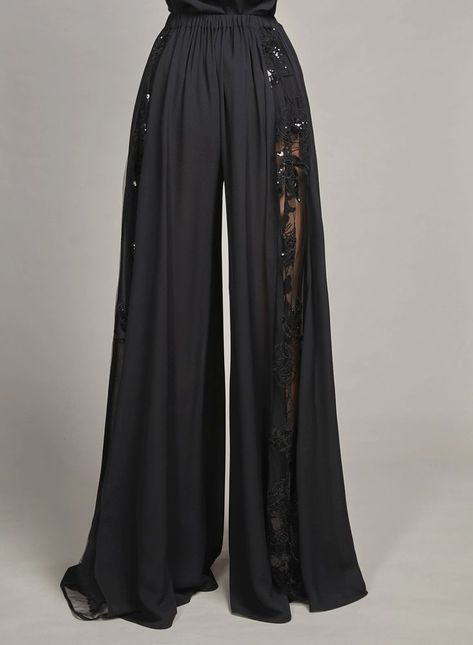 Curtain Pants, Fancy Trousers, Fancy Pants Outfit, Dress With Pants, Airy Styles, Silk Wide Leg Pants, Embroidered Pants, Flowy Pants, Silk Pants