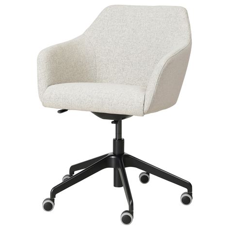 TOSSBERG / LÅNGFJÄLL Conference chair, Gunnared beige/black Swivel chair with soft shapes and nice padding. Upholstered in a durable fabric that blends well in all types of rooms – and with castors that make it easy to move. Goes nicely with TOSSBERG dining chairs. Office Chair Design Modern, Ikea Desk Chair, Black Desk Chair, Ikea Office Chair, Gunnared Beige, Ikea Desk, Conference Chair, Lower Back Support, Study Chair