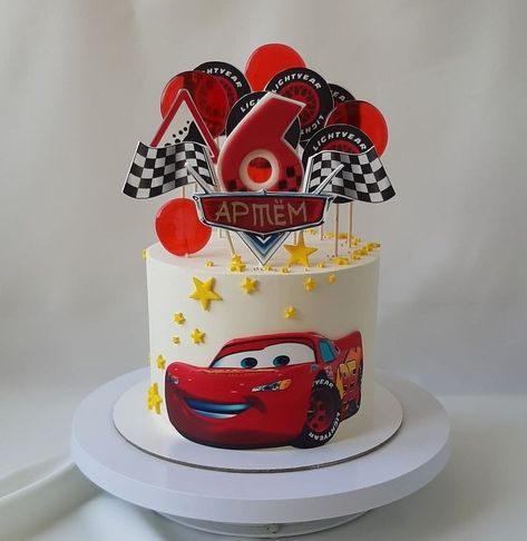 Cakes Cars Birthday, Cartoon Theme Cake For Boys, 4th Birthday Cake Boy, 4th Birthday Cakes For Boys, Car Cake Ideas, Cars Cake Ideas, Lighting Mcqueen Cake, Mcqueen Car Cake, Lightning Mcqueen Birthday Cake