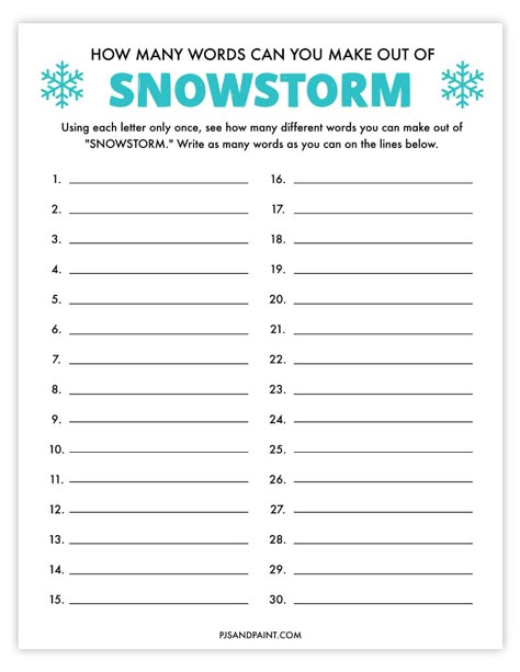 Free Bridal Shower Printables, I Spy Games, Winter Art Projects, Free Baby Shower, Bridal Shower Printables, Brain Games, Different Words, Holiday Printables, Snow Storm