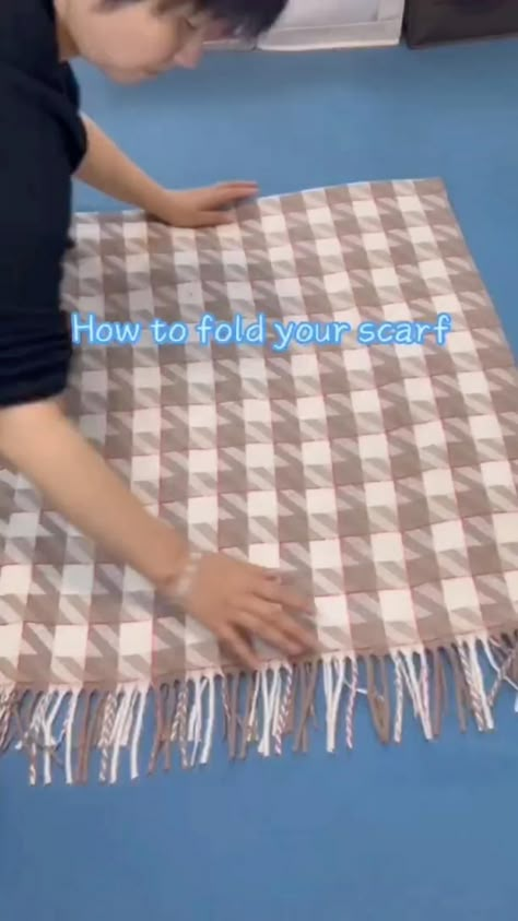 How To Fold Scarf For Storage, Scarf Folding Ideas Storage, Fold Scarf Storage, Folding Scarves Storage, Shawl Folding Hacks, How To Fold Scarves For Storage, Scarves Storage Ideas, How To Fold Scarves, How To Fold A Scarf