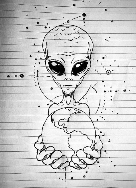 Alien Tattoo Stencil, Alien Drawing Sketches, Aliens Sketch, Graffiti Drawings Words, Alien Sketch, Ufo Drawing, Tiger Art Drawing, Alien Drawing, Sketchbook Ideas Inspiration