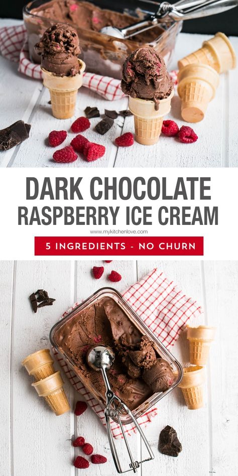 Chocolate Raspberry Dessert, Chocolate Raspberry Ice Cream, Raspberry Dessert, Cooking Sweets, Dark Chocolate Raspberry, Frozen Treats Recipes, Churn Ice Cream, Raspberry Ice Cream, Frozen Dessert Recipe