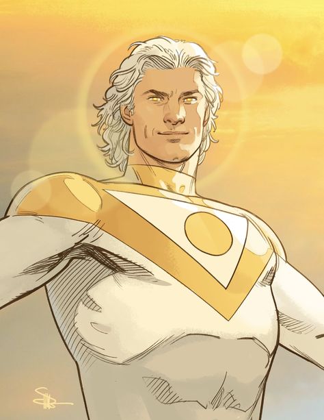 Apollo Dc, Hero Oc Male, Sun Superhero, Sunspot Marvel Art, Apollo Character Art, Apollo Dc Comics, Marvel Celestials Concept Art, Midnighter And Apollo, The Authority Dc