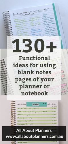 130+ functional ideas to use blank notes pages of your planner or an empty notebook - All About Planners Agenda Book Ideas, Planner Notes Ideas, Business Notebook Ideas, Erin Condren Notes Pages Ideas, Planner Notes Pages Ideas, New Notebook Ideas, Planner Lists Ideas, Commit30 Planner Ideas, Commit 30 Planner Ideas