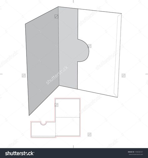 Presentation Folder With Die Cut Layout Stock Vector Illustration 193658141 : Shutterstock How To Make A Folder With Paper, Paper Folders Ideas, Valentine Craft Ideas, Folder Diy, Valentine Craft, Paper Folder, Art And Craft Ideas, Aesthetic Diy, Packaging Template