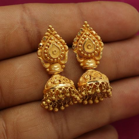 3 To 4 Grams Gold Earrings, Jumkas Gold In 10 Grams, Latest Earrings Design Indian Gold, 6 Grams Gold Earrings, Gold Jhumki Indian Jewelry, 3 Grams Gold Earrings, 4 Grams Gold Ear Rings, 2 Grams Gold Earrings, Jhumki Designs Gold