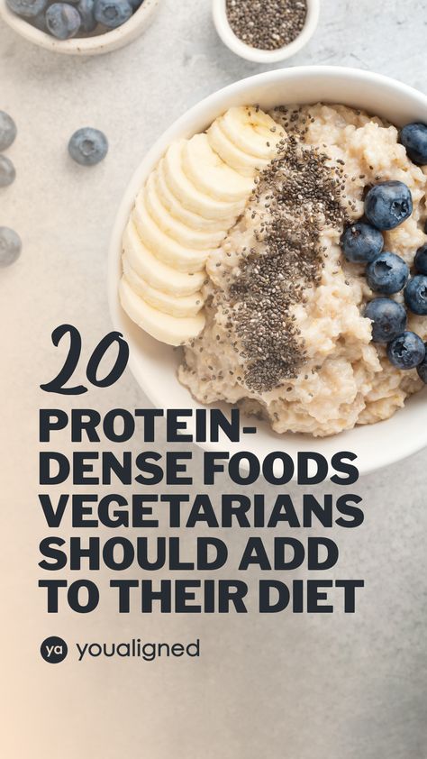 Add These 20 Protein-Dense Foods to Your Vegetarian Diet High Protein Foods List Vegetarian, Vegetarian Food List, Vegetarian Protein Recipes, Veg Protein, High Protein Foods List, Eat Protein, Protein Ideas, Protein Vegetarian, Vegetarian Protein Sources