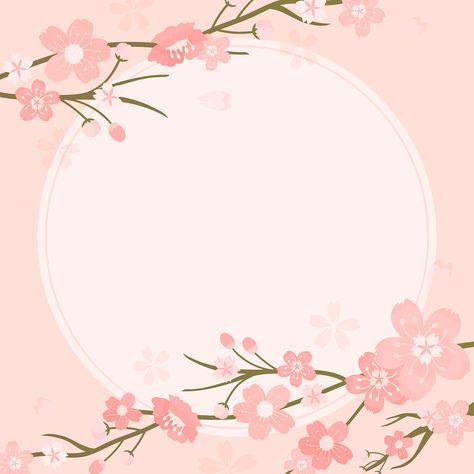 Cherry Blossom Border, Border Frame Design, Cherry Blossom Vector, Flower Japanese, Japanese Background, Pink Drawing, Square Background, Japan Cherry Blossom, Cherry Blossom Wallpaper