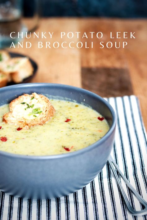 Broccoli Leek Potato Soup, Leek And Broccoli Soup, Soup Lovers, Broccoli And Potatoes, Slow Cooker Potatoes, Creamed Leeks, Potato Leek, Healthy Soups, Potato Leek Soup